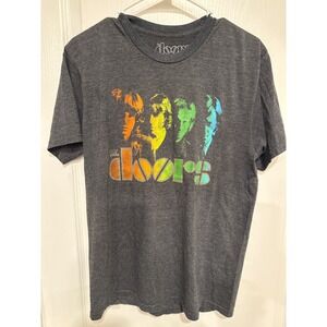 The Doors Rainbow Band Portrait Logo T Shirt Gray XL Official 2018 Psychedelic